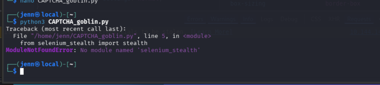 script error output missing selenium-stealth and fake-useragent